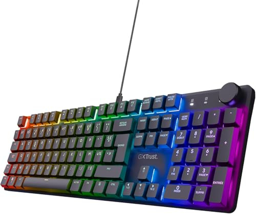 Trust Gaming GXT 866 Torix Clavier Mécanique AZERTY Français, Commutateurs Huano Linéaires, Éclairage RGB, Anti-Ghosting N-Key Rollover USB Clavier Gamer Programmable PC Portable - Noir