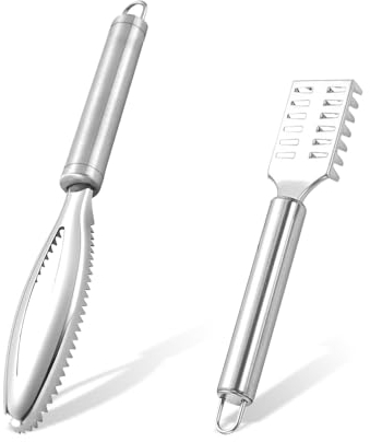 GOIYZTTR 2 Stück Fischentschupper Edelstahl Fischschuppen Entferner-Set Fisch Scaler Scraper mit Griff Für Schnellere und Einfachere Fischschuppen Hautentfernung