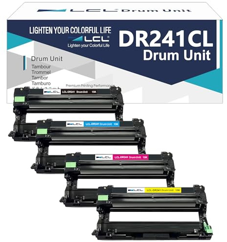 LCL DR241CL Drum Unit Compatible with Brother DR-241 DR241 DR241CL DR-241CL Replacement for Brother DCP-9015CDW DCP-9017CDW DCP-9020CDW DCP-9022CDW HL-3140CW HL-3142CW 4PK Black Cyan Magenta Yellow