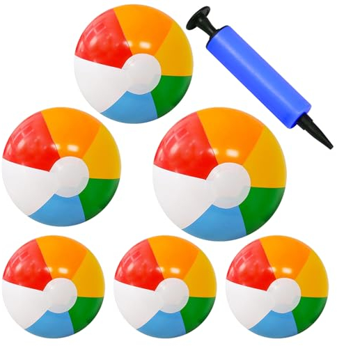 Ylinwtech 6 Pièces Ballon de Plage Gonflable,Ballon de Plage Gonflable pour Enfants,Beach Gros Ballons d'eau,pour Enfants Activités d'été en Plein Air Fête à la Plage