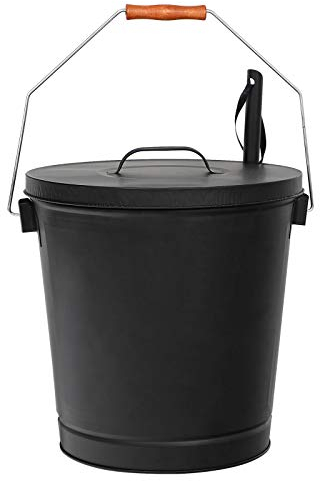 Seau à Cendres Noires de 5 gallons avec Couvercle et Pelle pour foyers Poêles à Foyer