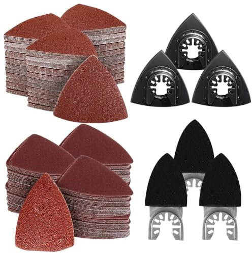 156 discos de lija triangulares de papel de lija Delta, multifunción, para lijadora delta, incluye grano 60/80/100/120/240