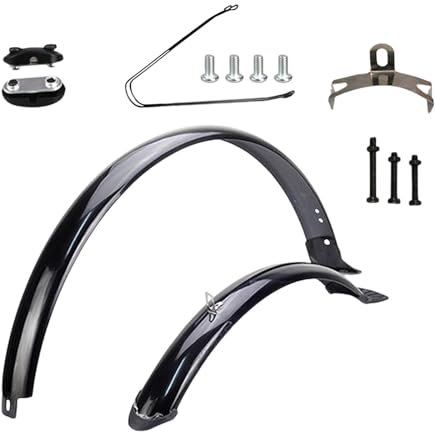 Oshhni Bike Front Rear Fenders Bike Mudguards 26 inch Mud Guards for Road Bikes, Black Brace