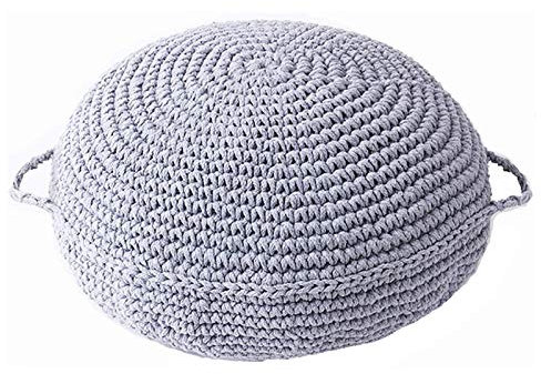 MEILISHAOMEI Pouf Lavorato A Maglia Fatto A Mano Poggiapiedi Pouf Rotondo Grosso in Cotone con Sedili con Cuscino Rimovibile E Lavabile per Soggiorno,Grigio
