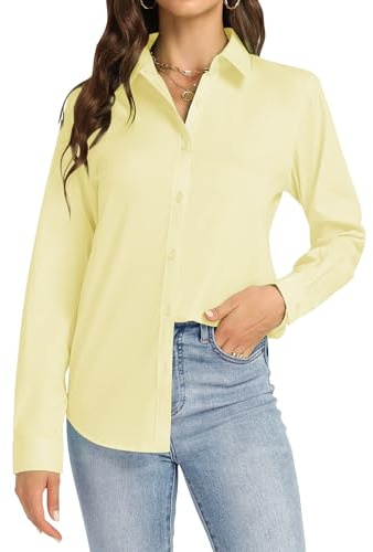 J.VER Womens Blouse Long Sleeve Stretchy Wrinkle Free Formal Female Tops