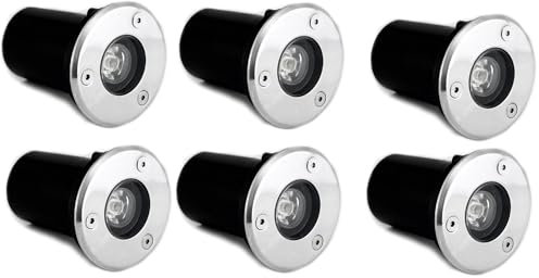 AntDau71® 6 pezzi Faretto a led segnapasso calpestabile da esterno viali sentieri giardino pavimento IP65 da incasso a terra luce fredda 6500k - 220V (1 watt (6,5 x 7,5 cm))