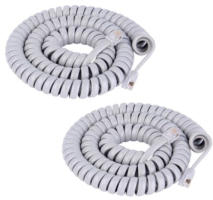 HAWAKA Cable telefónico, RJ9 (4P4C), cable en espiral, 6 Feet cable telefónico para teléfono fijo de casa, oficina, conector para teléfono, envuelto