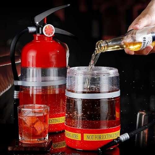Spillatore Birra da Casa Erogatore di Birra a Colonna da 1,5 L con Design a Estintore, Erogatore di Bevande Portatile Trasparente, Barattolo di Limonata con Filtro per Pub/ Ristoranti/ Casa(Red)