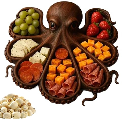 Piatti alimentari - Snack Design Octopus Design artigianale, server di fattoria univoco | di frutti di carne di carne di frutta di formaggio decorativo per incontri per le vacanze, bar di casa,