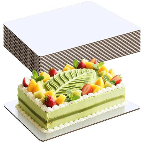 12 Pack 14x10 Inch Cake Boards Rectangle White, Quarter Sheet Cake Board, Cake Cardboard Rectangle, Greaseproof Sturdy Disposable Dessert Boards for Cakes, Cupcakes, Pizza, Pies