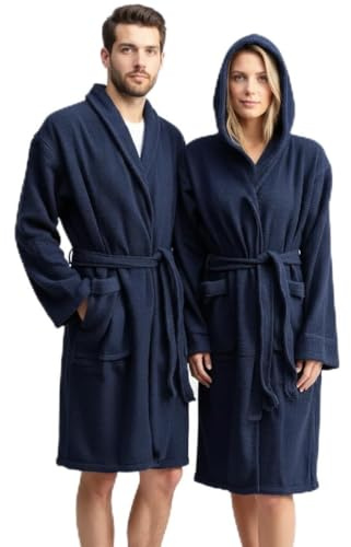 BOSKIMO Unisex badrock med huva i 100 % bomull OEKO-TEX – morgonrock för män och kvinnor – amerikansk curl 420 gsm – mjuk och mycket absorberande
