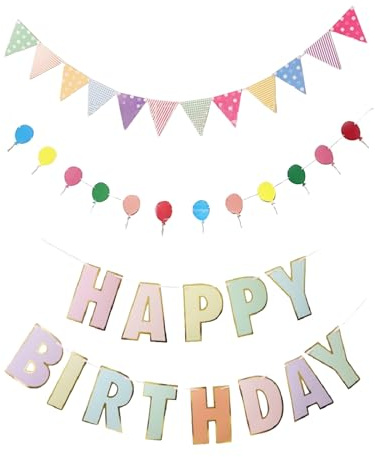 Happy Birthday Ghirlanda decorativa, decorazione pastello, decorazione da appendere, striscione di compleanno, kit di banner per feste di compleanno, decorazione da appendere, colori pastello