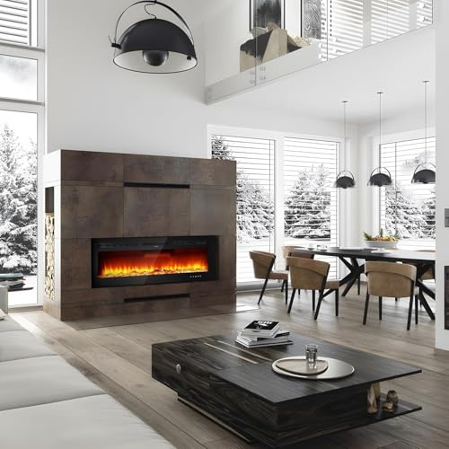 72/183cm Electric Fireplace, 3 in 1 Freestanding/Wall Mounted/Recessed Electric Fireplace, Remote & Touch Screen Control, 12 Colour Flame Effect, 900W - 1800W, Media Wall Compatible