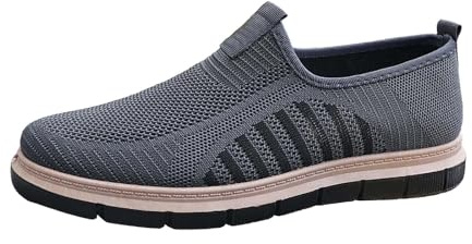 Promenadskor herr - mäns vardagsskor stickade nät handsfree slip-on kudde stående arbetssko bekväm flygande vävd sko lätt båt platt sommar vandring andningsbara träningsskor