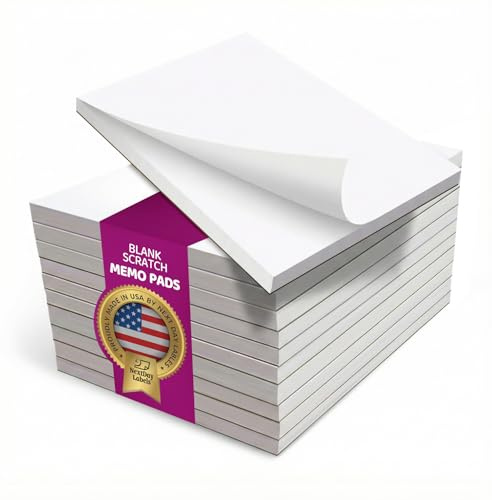 NextDayLabels - Memo Pads, 10 Notepads with 50 – 4x6 Sheets Per Scratch Pad, White, 50#, Office and School Supplies for Writing Notes, Grocery Shopping, To Do Lists, Servers, Small Blank Paper (4x6)