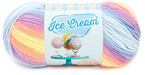 Lion Brand Yarn, Ice Cream Baby Yarn for Knitting, Crochet, and Crafts, Parfait, 1 Pack, DK Weight Colorful Acrylic Fiber for Baby Blankets, Soft Hats, and Cozy Sweaters