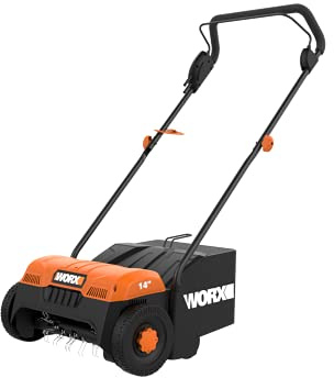 WORX 12 Amp Corded Lawn Dethatcher, Electric Scarifier Removes Deep Thatch & Improves Grass Health, WG850