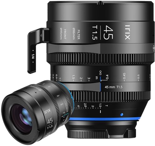Irix Cine 45 mm T1.5 Video Lens for Sony E (Imperial), 45 mm Lens for Sony E, 8K UHD, Full Frame, Min Focus 40 cm, Front Thread, Magnetic Frame, 1188 g, Filming Film
