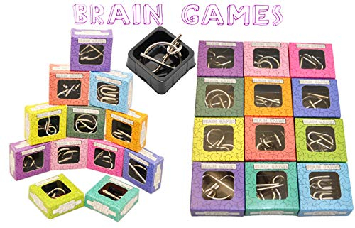 Jameitop® 12-teiliges Metallpuzzle Set – Knobelspiele für Erwachsene & Kinder, Denkspiel aus Metall, Geduldspiele in verschiedenen Schwierigkeitsstufen mit Lösung