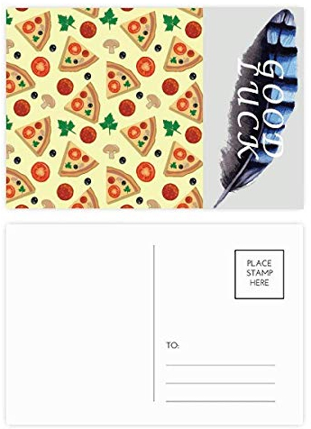 Postkarten-Set mit Pilzmotiv, Pizza, Italien, Tomaten, Lebensmittel, Glücksfeder, 20 Stück