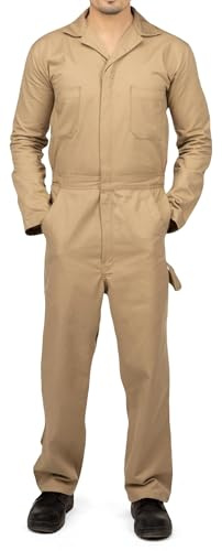 NY Threads Cotton Blend Coveralls for Men, X-Large, Khaki