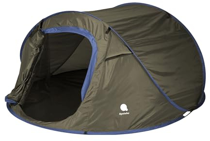 XXL Pop Up Wurfzelt grün 240 x 210 cm - 3 Personen - Sofortzelt für Trekking und Camping - Automatisches Sofortzelt Einhandzelt Trekking Camping Zelt inklusive Heringe + Spannseile wasserdicht