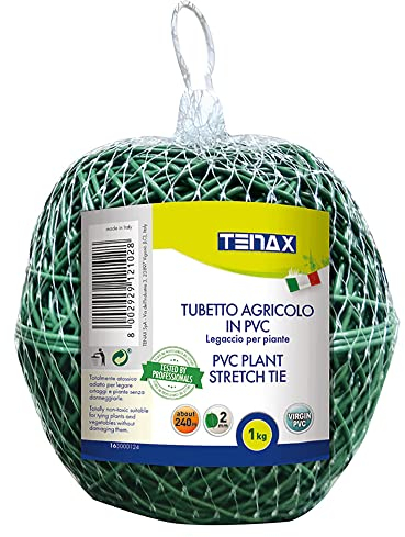 TENAX Tubetto Agricolo Verde 1000g Diametro 2mm, Legatura in PVC per Piante, ortaggi e Fiori, Lunghezza Circa 240 m,1 item