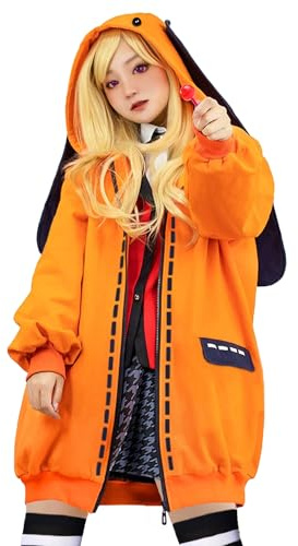 Loiahoer Costume d'anime Runa - Sweat à capuche - Veste à capuche - Orange - Oreilles de lapin mignonnes - Pour Halloween, carnaval, cosplay - Pour femme et fille, Orange, XL