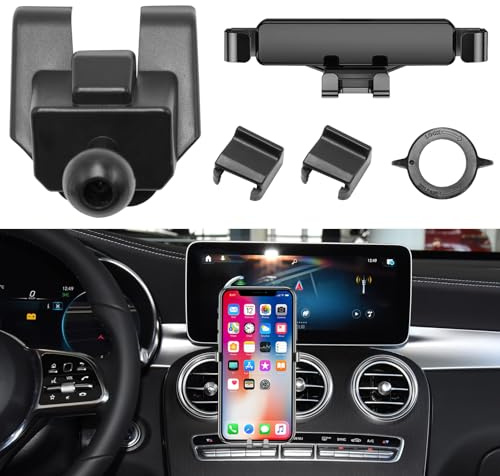 TTCR-II Anpassad passar bas för bil mobiltelefonhållare kompatibel med Mercedes Benz C klass GLC 2015 2016 2017 2018 biltillbehör uppgradering smartphone-hållare, 360° vridbar biltelefonhållare