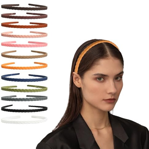 Husalsea 12er Set Haarreifen Damen, 6 mm Haarreifen, Rutschfestes Stirnband mit Anti-Rutsch Zähne für Damen