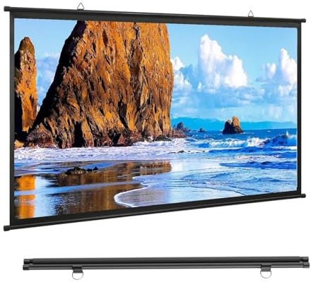 SXKJQER Schermo per Proiettore, Telo da Proiezione Interno Esterno, Home Theater Cinema Full HD 3D 4K，Manuale Telo Proiettore Avvolgibile，per Video Proiettori, Uso Esterno A Casa Cinema(16:9,30)