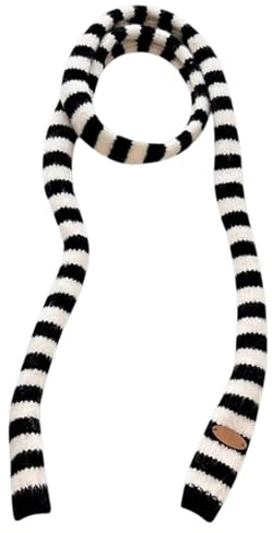 Lodoot Sciarpa a maglia per le donne Cintura lunga skinny cravatta sciarpa al collo Ragazze Puntelli Foto Fazzoletto lungo Sciarpa Skinny Cravatta Sciarpa lunga a righe in pelle con etichetta lavorata