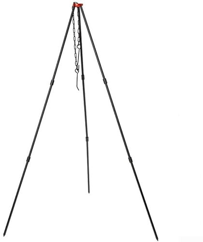 Campfire Cooking Tripod, Outdoor Camping Tripod, Adjustable Portable Pot Holder For Hanging, Outdoor Cooking Tools For Garden Camping Picnic(Is black)