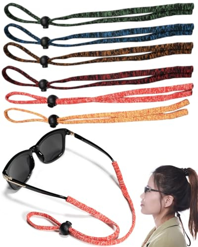 TPZORJX 6 Piezas Cordones para Gafas,Ajustables para Gafas Deportivas,Correa Elástica Antideslizante para Gafas de Sol,para Correr,Hacer Senderismo,Niños,Hombres y Mujeres