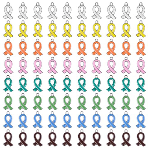 WANDIC 80 st flerfärgade band hängen cancer medvetenhet berlocker hopp tro band hängen för offentliga välgörenhetsorganisationer evenemang, Metall