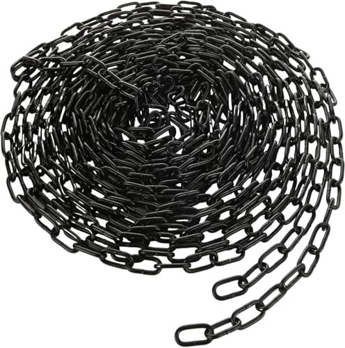 Hengrongshen Stahlkette Schwarz, 10m Gliederkette aus Kohlenstoffstahl, 3mm Kette Schwarz Meterware, Metallkette für Lampenkette, Absperrkette Metall, Wäschekette
