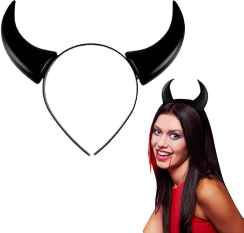 GGUFAY Serre-tête cornes de diable noir, Oreilles de diable de vampire pour costume de fête, Bijou de tête pour homme et femme, Bijou de cheveux pour Halloween, carnaval et carnaval