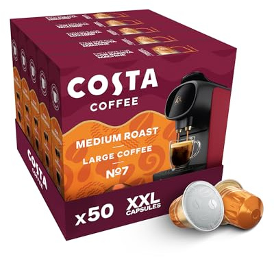 Costa Smooth Medium Roast XXL Coffee Pods (Pack of 5, Total 50 Coffee Capsules)