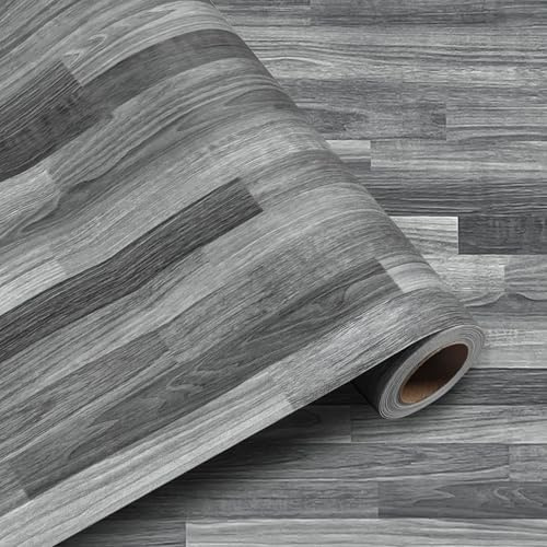 Shackcom Revêtement de Sol en PVC Adhésif 4m²- Effet Bois Vinyle Autocollant de Sol 40x1000cm Résistant Eau & Anti-taches pour Chambre Salon Cuisine Bureau Bricolage Découpable Rouleau - DT122