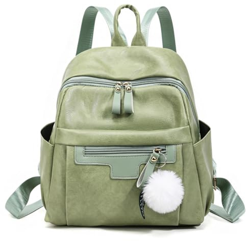 Vattentät PU läder ryggsäck Convertible Casual Daypack Carryall axelvaska,Green