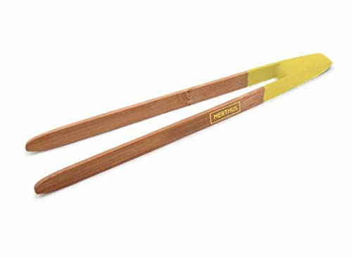 NERTHUS FIH 252 - Pinzas de bambú para alimentos, ideal para voltear y extraer alimentos, extracción de tostadas con seguridad