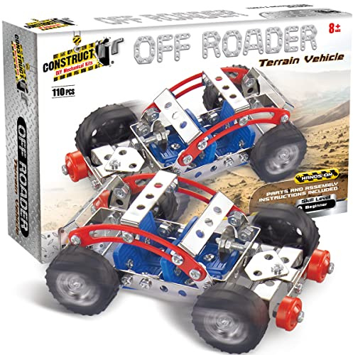 Construct It Off-Roader - 110 Piece 4WD Construction Kit - STEM Toys For 8+ Year Olds - Build Your Own Metal Off-Roader - STEM for Kids Ages 8-12