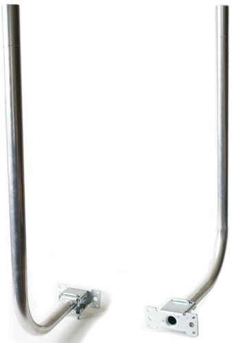 3’ Aerial Pole & Bracket | 3 Foot L Shaped Cranked Fascia/Loft Mast | Roof/Wall Mounting TV DAB Satellite Offset Kit | Loops