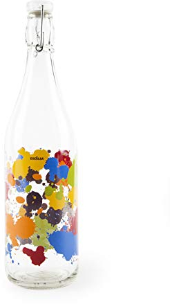 Excelsa Bouteille, Transparent avec décoration Dripping, Capacité: 1 Litre