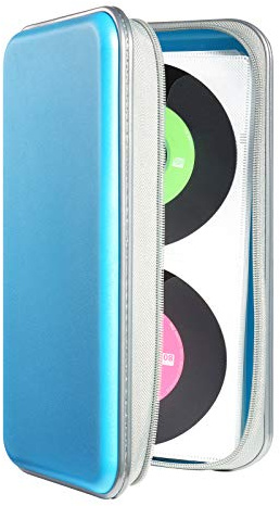 DVSICK 96 Capacity CD/DVD Case Holder - Plastic Car Organizer Wallet, Protective DVD Storage (Skyblue)