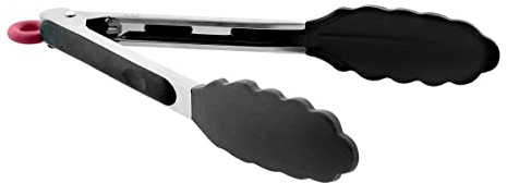 Jata AC35 - Pinza Cocina Silicona, Mango Ergonómico Silicona, Antideslizante, Apto Lavavajillas, Resistencia 240°, Negro