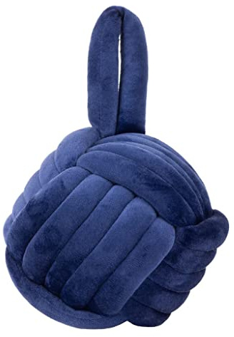 Furn Knot Velvet Door Stop – Soft Plush Weighted Decorative Doorstop, Modern Home Decor (Navy)