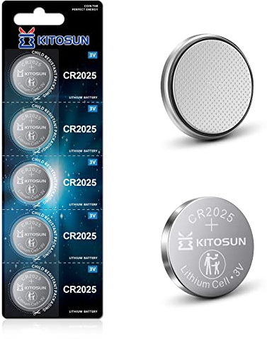 Kitosun Batterien Knopfzellen CR2025 3V - Lithium Coin 3-Volt 2025 Knopf Batterie für elektronische Kleingeräte Autoschlüssel Fernbedienungen LED Kerzenlicht Waagen medizinischen Geräten (5 Stück)