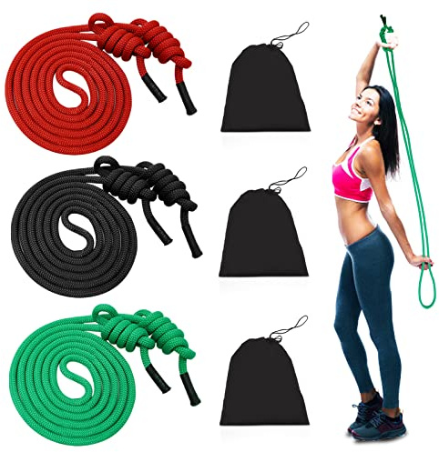 3 st Flödesrep Viktat Träningsrep Dubbel Fläta Fitness Träningsrep Justerbar Längd Hopprep Med Förvaringsväska - Män, Kvinnor, Hemmagym, Inomhus, Utomhus 2,7 m