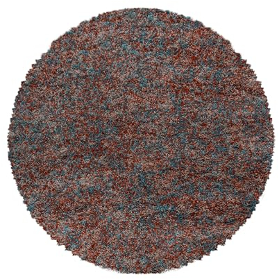 HomebyHome Teppich Rund Shaggy 200 cm Rund - Hochflor Runder Teppich Mehrfarbig Terrakotta Extra Weich und Flauschig - Langflor Teppiche für Wohnzimmer, Schlafzimmer, Küche, Flur - Carpet, Halı